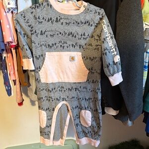 Carhartt Gray and Pink Baby Jumpsuit